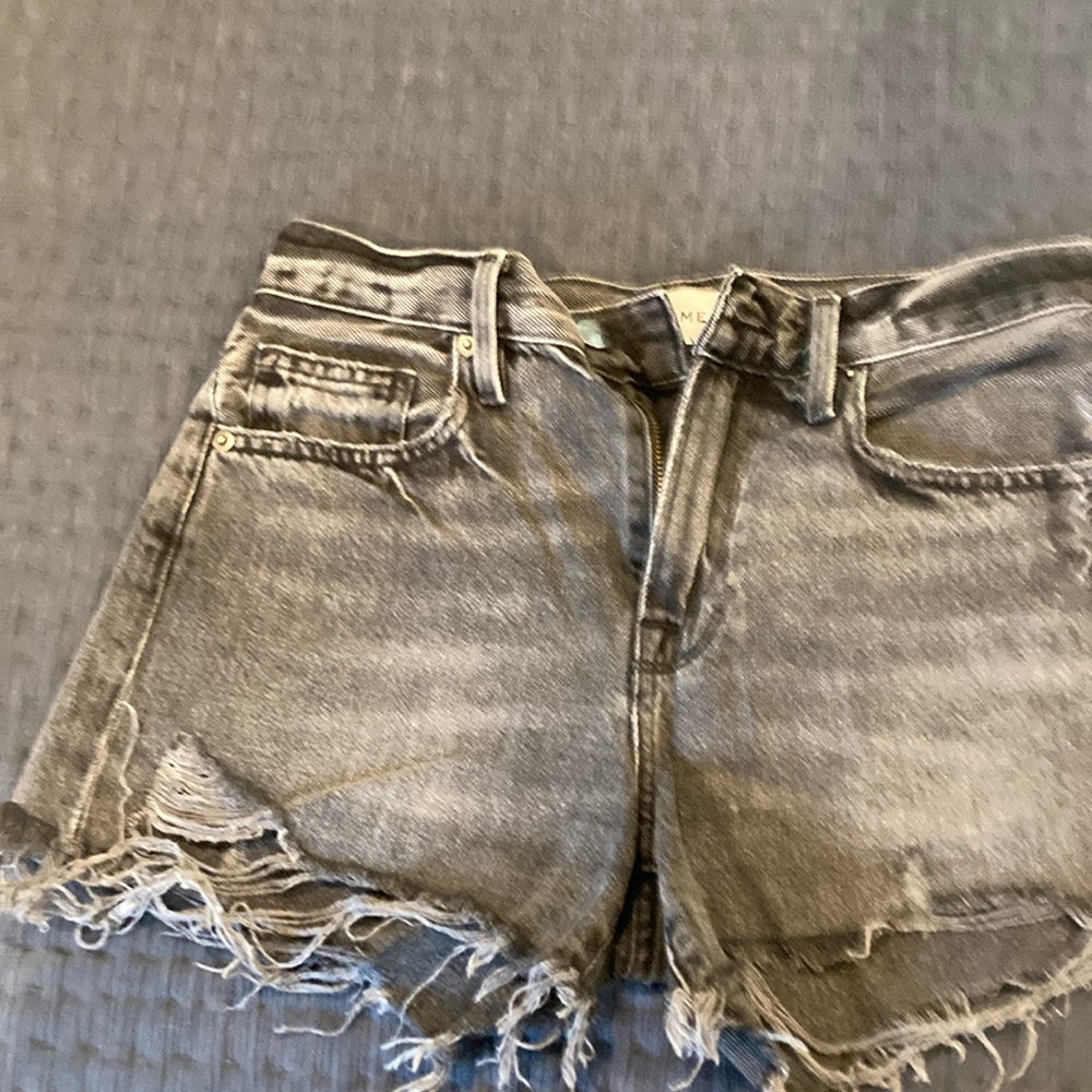 Frame Denim Gray Skorts with Distressed Detailing